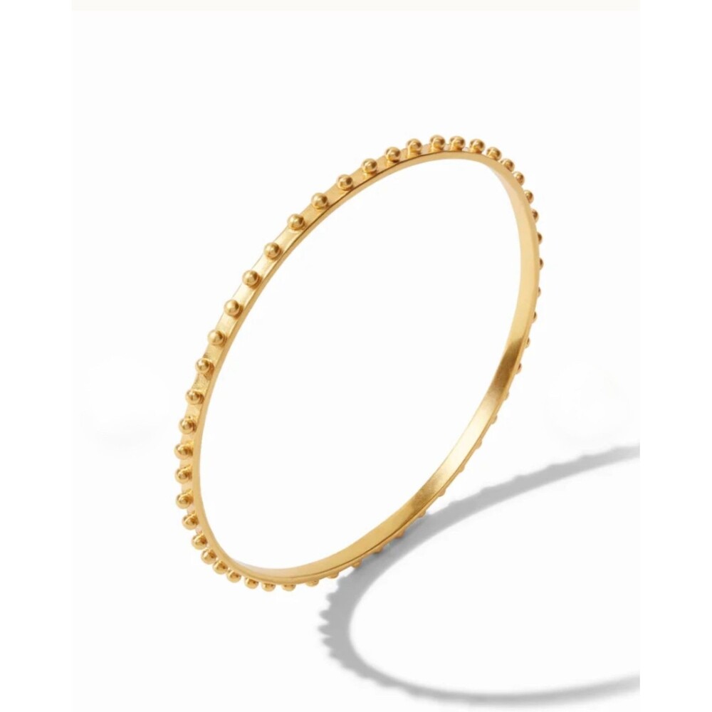 Minimalist Gold Matte Studded Beaded Edge Bangle Bracelet 2.5" Inner Diameter